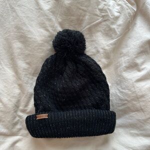 Adidas Kids Black Knit Beanie with Pom-Pom